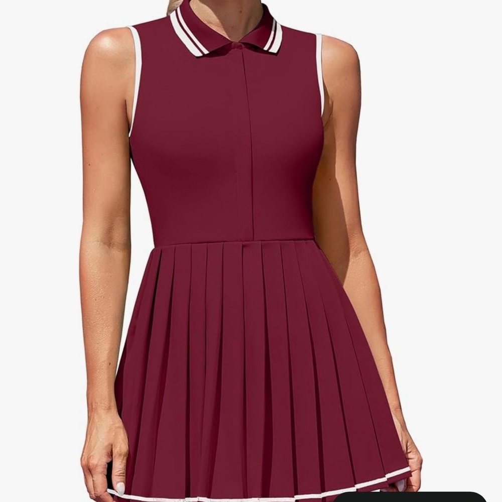 ATTARCO Red Athletic Tennis Dress Sleeveless Collared NWT